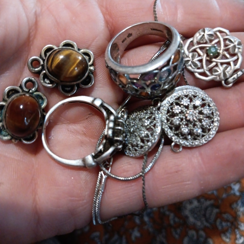 Silver and Brown Gemstone Jewelry Set